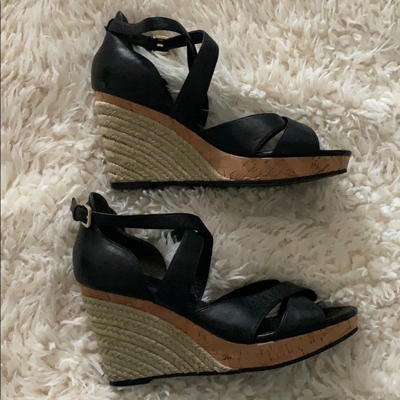 Cole Haan Black Leather Wedge Woven - Picture 5 of 7